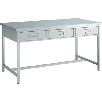 ステンレス実験台・作業台 両面 アジャスタータイプ 棚無 引出し付 1800×900×800mm オカムラ(岡村製作所)