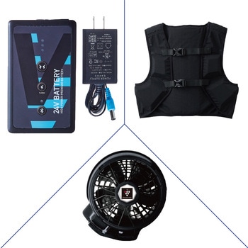 空調風神服 ファンネット付長袖ブルゾン(5セル24Vジャパンモデル エアーダクトベスト&プラズマクラスターななめハイパワーファンセット&バッテリーセット 2025) サンエス