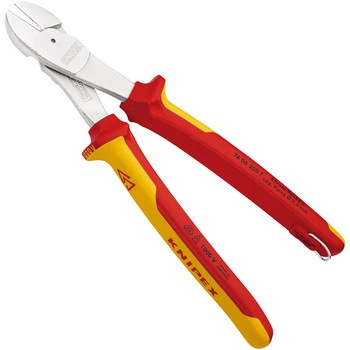 T 絶縁強力斜ニッパー (落下防止リング付き) KNIPEX(クニペックス)