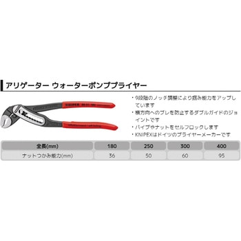 ALLIGATOR ウォーターポンププライヤー KNIPEX(クニペックス)