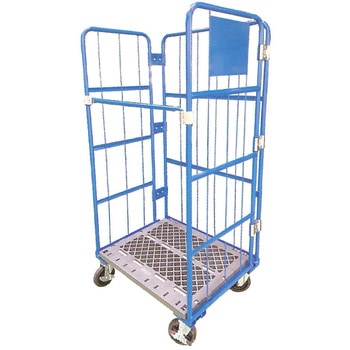 輸送用カゴ台車 樹脂製床板 ホワイトバリーン