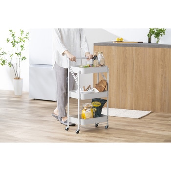 組立簡単! スチールワゴン 持ち手付 アイリスオーヤマ