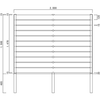 アーバンフェンス+シボ 基本セット H1500×W2000 隙間15 エクスタイル