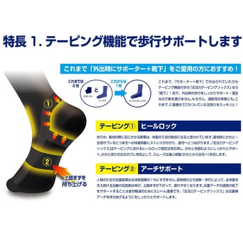 テーピングソックス 足活力 サイズ22-24cm サンパック紙業