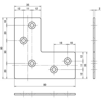 2×4サポート フラットL字 タイプ1 - ダイドーハント(旧:大同製鋲所)