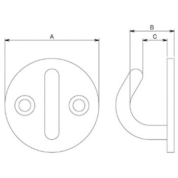 ステンレス オープンラウンドアイ 5mm (Φ)5×(A)33×(B)14×(C)8mm ダイドーハント(大同製鋲所)