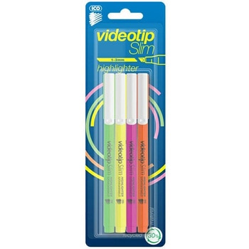 ビデオテップ 蛍光ペン スリム ビビットカラー(4色セット) ICO
