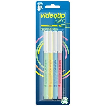 ビデオテップ 蛍光ペン スリム パステルカラー(4色セット) ICO