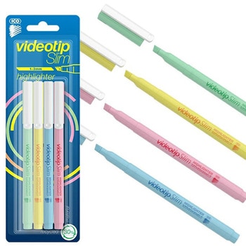 ビデオテップ 蛍光ペン スリム パステルカラー(4色セット) ICO