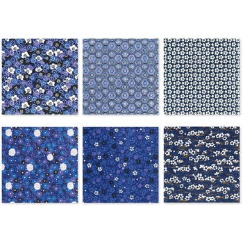 藍染風友禅千代紙 7.5cm 6柄 120枚 エヒメ紙工