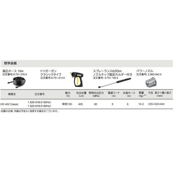 1.520-918.0 高圧洗浄機 HD 4/8 Classic 50Hz (1.520-918.0) 1台 1.520-918.0 高圧洗浄機 HD 4/8 Classic 50Hz (1.520-918.0) 1台