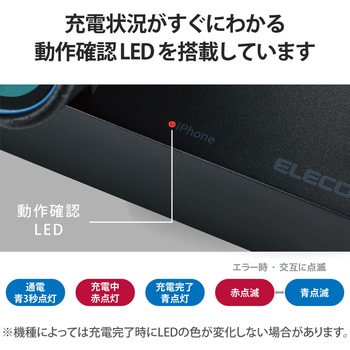 ワイヤレス充電器 7.5W マグネット式 スタンド アップルウォッチ充電器はめ込み可 同時充電可 - エレコム