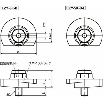 ラッチレバー スパナ操作タイプ・下方向締めつけ LZY‐SK‐B NBK(鍋屋バイテック会社)