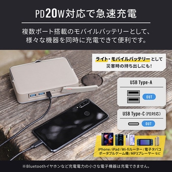 ebiブランド 大光量 LEDランタン PD20W出力対応 大容量24000mAhモバイルバッテリー内蔵 ランプシェード付き OWLTECH(オウルテック)