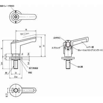 ミニプラクランプレバー 長穴用座金組み込みタイプ(おねじ) LECM‐LWP NBK(鍋屋バイテック会社)