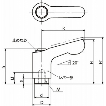 ミニクランプレバー(めねじ・オールステンレス製) LDCFS‐AS‐HP NBK(鍋屋バイテック会社)