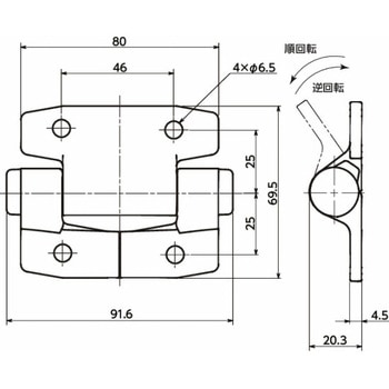 トルクヒンジ ‐ ワンウェイタイプ E6 NBK(鍋屋バイテック会社)