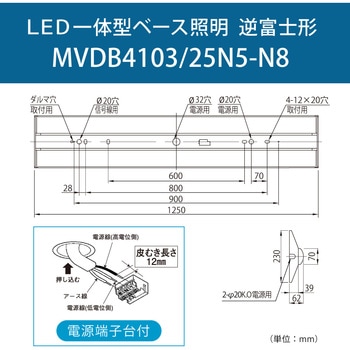 1箱に同梱タイプ(器具本体・ライトユニット)LED一体型ベース照明 逆富士形 230幅 HotaluX(ホタルクス)