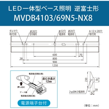 1箱に同梱タイプ(器具本体・ライトユニット)LED一体型ベース照明 逆富士形 230幅 HotaluX(ホタルクス)
