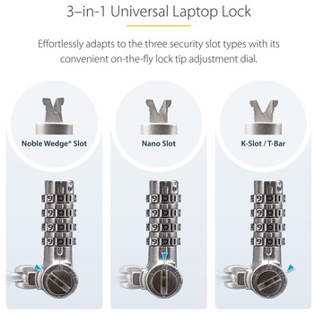 セキュリティーワイヤーロック/2m/4桁ダイヤル錠/25個セット/標準、Noble Wedge、Nano Saverスロット対応/盗難対策 PC パソコンロック ケーブル コンビネーション錠 StarTech.com