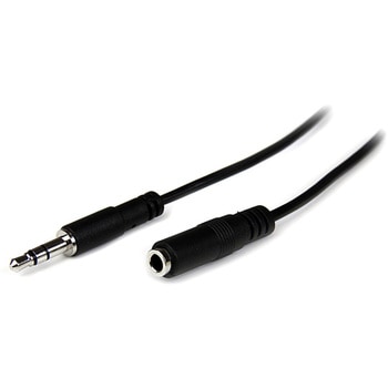 オーディオ延長ケーブル/2m/3.5mm 3極ミニプラグ/オス・メス/ブラック/スピーカー ヘッドホンジャック イヤホンコード StarTech.com