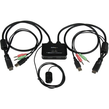 KVMスイッチ/2ポート/シングルモニター/HDMI 1080p/ケーブル一体型/音声 リモートスイッチ付き/バスパワー/PC パソコン CPU切替器 2台用 StarTech.com