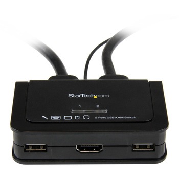 KVMスイッチ/2ポート/シングルモニター/HDMI 1080p/ケーブル一体型/音声 リモートスイッチ付き/バスパワー/PC パソコン CPU切替器 2台用 StarTech.com