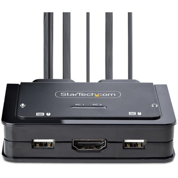 KVMスイッチ/2ポート/一画面/4K60Hz HDMI/ハイブリッド(USB-A & USB-C DP Alt)/ケーブル/PC パソコン 切替器(2台用) StarTech.com