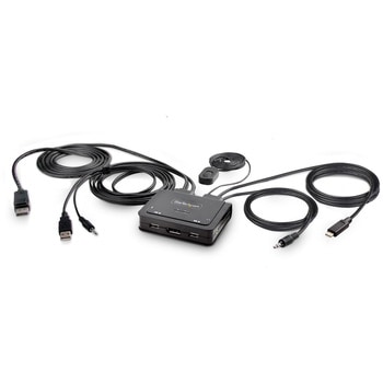 KVMスイッチ/2ポート/一画面/4K60Hz DisplayPort/ハイブリッド接続(USB-A/DP & USB-C DP Alt)/PC切替器(2台用) StarTech.com