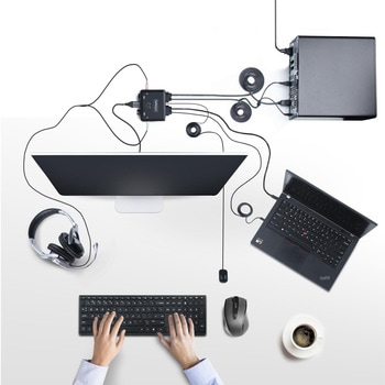 KVMスイッチ/2ポート/一画面/4K60Hz DisplayPort/ハイブリッド接続(USB-A/DP & USB-C DP Alt)/PC切替器(2台用) StarTech.com