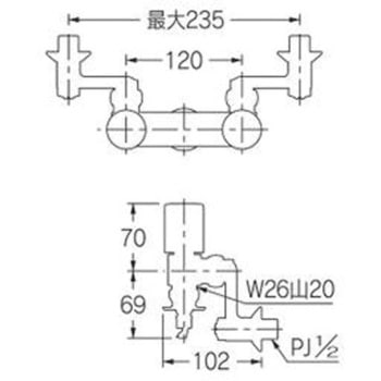洗濯機用混合栓(ストッパーつき) カクダイ