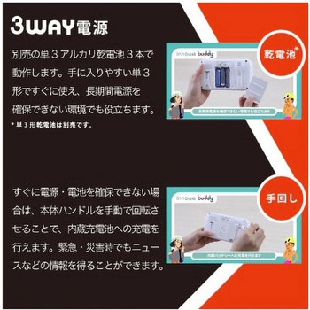 (くまモンVer.)手回し ポータブルテレビ・ラジオ 3WAY電源 LEDライト モバイルバッテリー NHTechnology(NHテクノロジー)