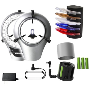 W-E PLUS(乾電池電源・フィルター5種付き) 実体顕微鏡用2重巻き＜垂直照明付き＞LED照明装置 マイクロネット 15388408