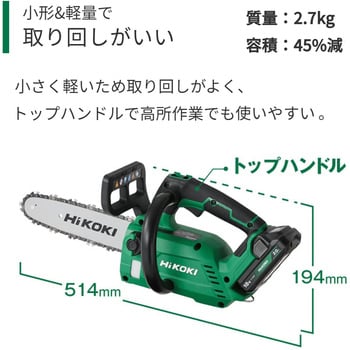 CS1825DC (BC) 18V コードレスチェンソー HiKOKI(旧日立工機) バッテリー容量2Ah ガイドバー長さ250mm -  【通販モノタロウ】