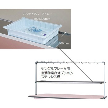 点滴作業台 片面型・引出し付きシングルフレーム TOシリーズ ナビス(アズワン)