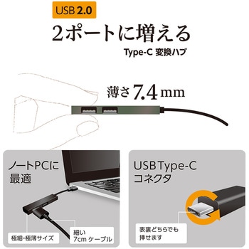USB2．0Type-C2ポート変換ハブ ナカバヤシ