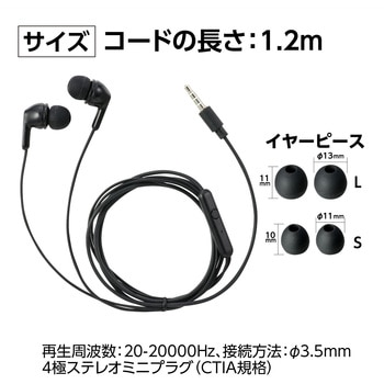 カナル型マイク付きイヤホン(イヤーピース付き) アーテック[学校教材・教育玩具]
