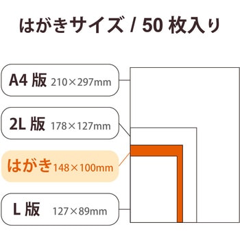 プリンター用紙 写真用紙 ハガキ 50枚 光沢 厚手 インクジェット 写真プリント エレコム