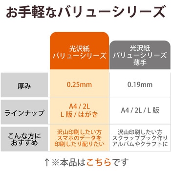 プリンター用紙 写真用紙 ハガキ 50枚 光沢 厚手 インクジェット 写真プリント エレコム