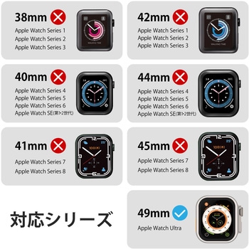 アップルウォッチ フルカバー ケース ゴリラガラス 表面硬度10H 耐衝撃 側面光沢 エレコム