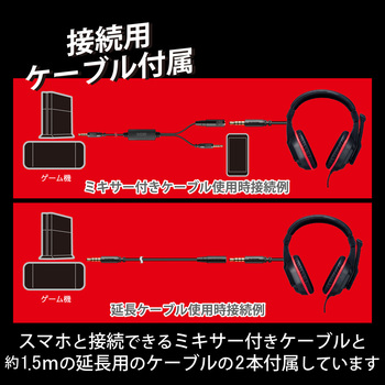 ヘッドホン ヘッドセット マイク付き 有線 Φ3.5mm4極ミニプラグ オーバーヘッドタイプ ミュートスイッチ付き 無指向性 ゲーミング コントローラー付 ミキサー機能 ブラック エレコム