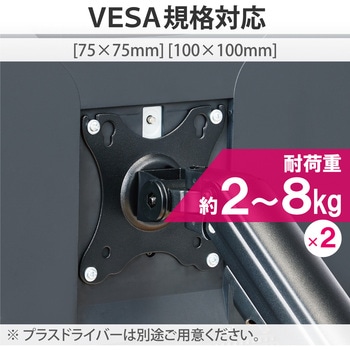 モニターアーム デュアル 2画面 ロング アーム 【17～32インチ】 メカニカルスプリング式 グロメット式 5軸 ディスプレイ エレコム