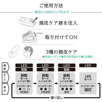 beapro10 ビープロ 薬剤塗布ロールオン式ブラシ/ 電動タッピング(振動)/ LEDケア ～ 電動浸透スカルプケア(頭皮ケア) 大河商事