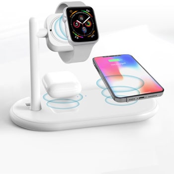 AWJ-QWP WH 3in1ワイヤレス充電ステーション[AppleWatch、iPhone