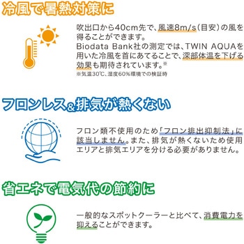 排気が熱くないポータブルスポットクーラー フロンレス 省エネ 持ち運び キングジム