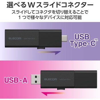 SSD 外付け USB3.2Gen1 読込最大420MB/秒 USBメモリ型 スライド式 高速 Type-C/USB-A 両対応 エレコム