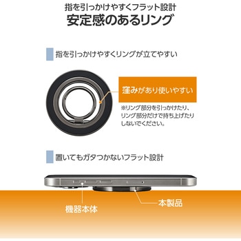 MagSafe対応 スマホリング 360度回転 マグネット式 滑り止め付き 耐荷重800g 【リニューアル】 エレコム