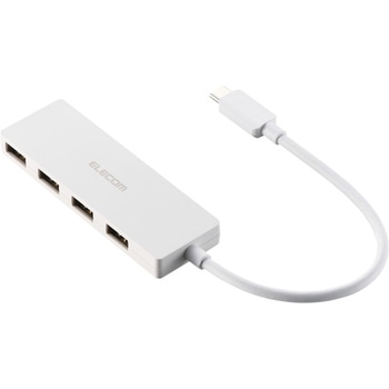 Type-C ハブ USB2.0 USB-A ×4 バスパワー コンパクト 薄型 ケーブル長15cm エレコム