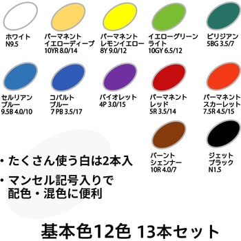 アクリルガッシュ 12色セット 白2本入 ぺんてる