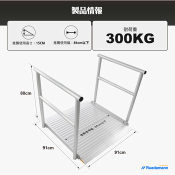 車椅子スロープ アルミスロープ  手すり付き Ruedamann